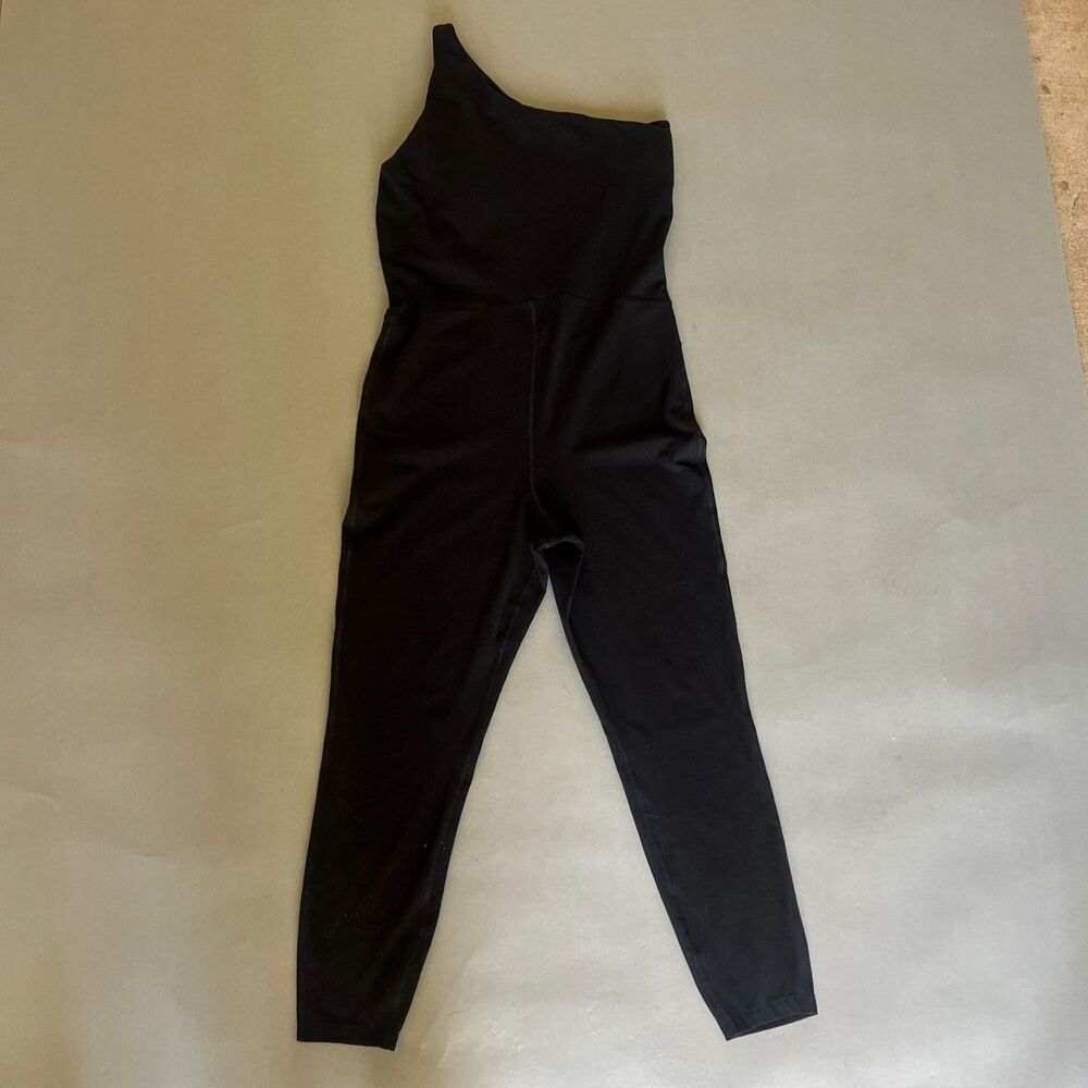 Athleisure one shoulder workout jumpsuit size L minimalist balletcore